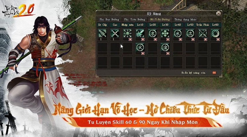 Giao diện kỹ năng và auto trong game