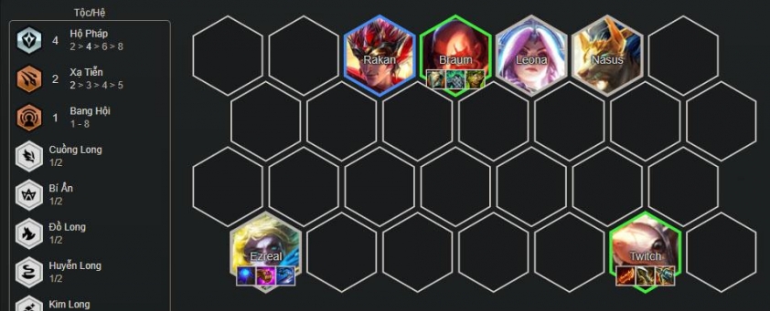 Giai đoạn giữa game với Braum và Twitch Reroll Braum và Twitch lên 3 sao