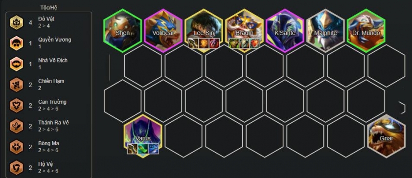 Chiến thuật cuối game đội hình Varus Đô Vật