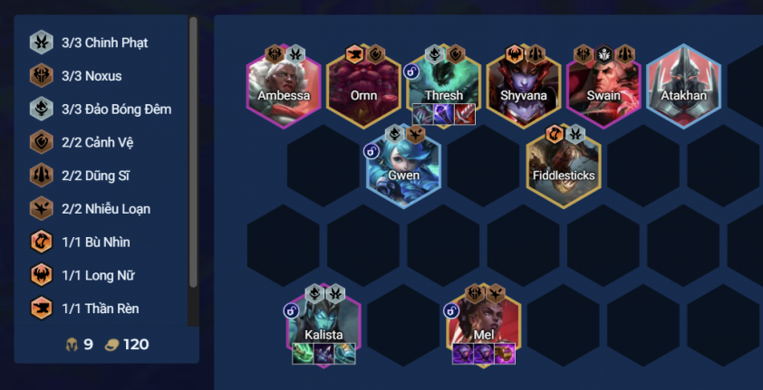 Đội hình Kalista Chinh Phạt Bóng Đêm