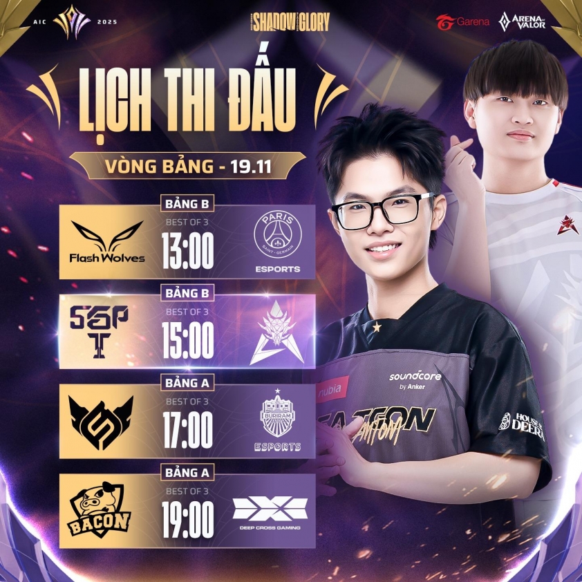 Lịch thi đấu AIC 2025 ngày 19/11