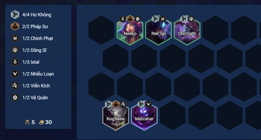 Cách chơi đội hình Hư Không đầu game