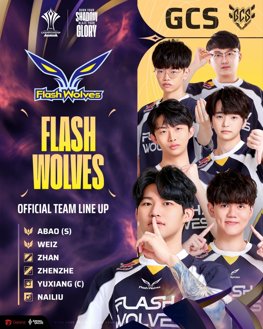 Danh sách đội tuyển tham dự AIC 2025 Liên Quân Mobile Flash Wolves