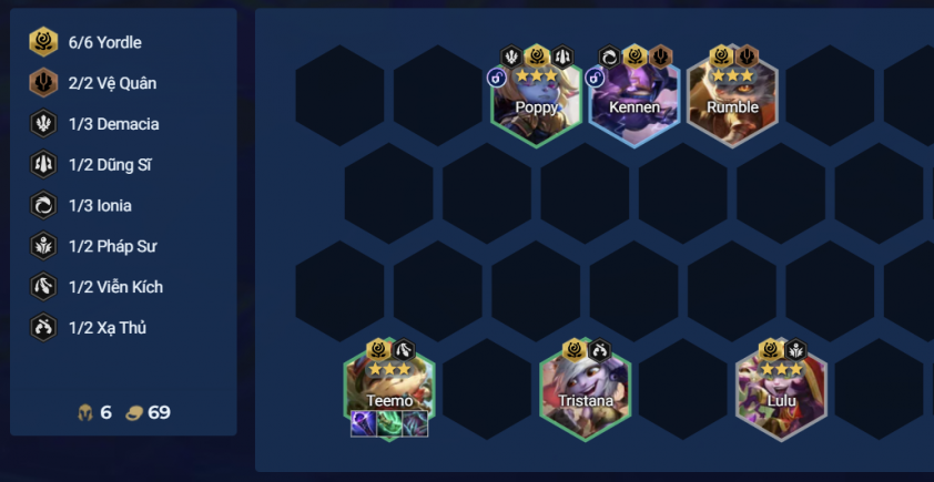 Chế độ chơi giữa trận với đội hình Yordle